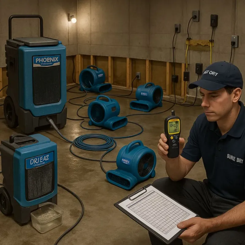 Structural Drying and Dehumidification process in Crandall, TX